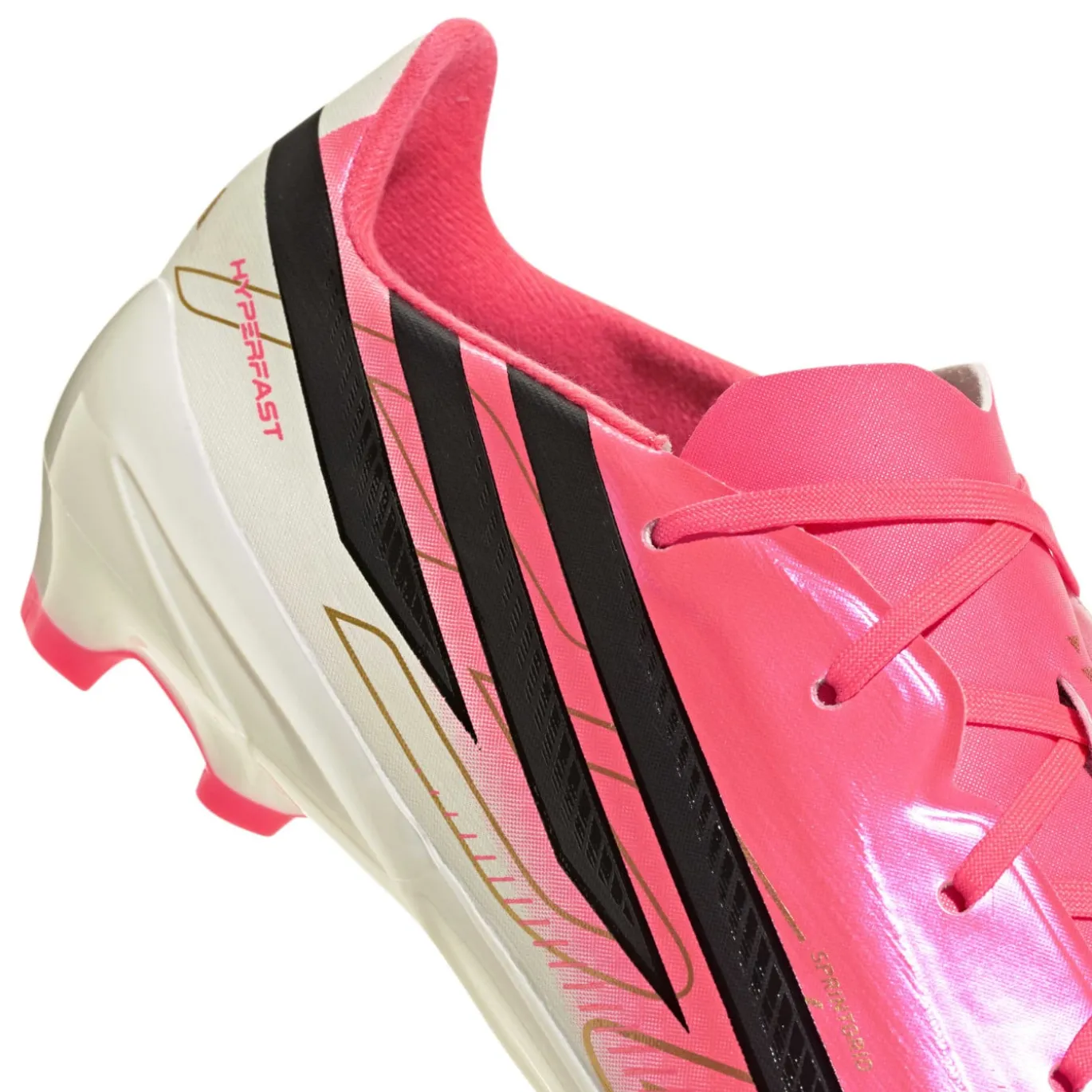 adidas F50 Hyperfast League Gras Voetbalschoenen (FG) Kids Felroze Zwart Goud Wit