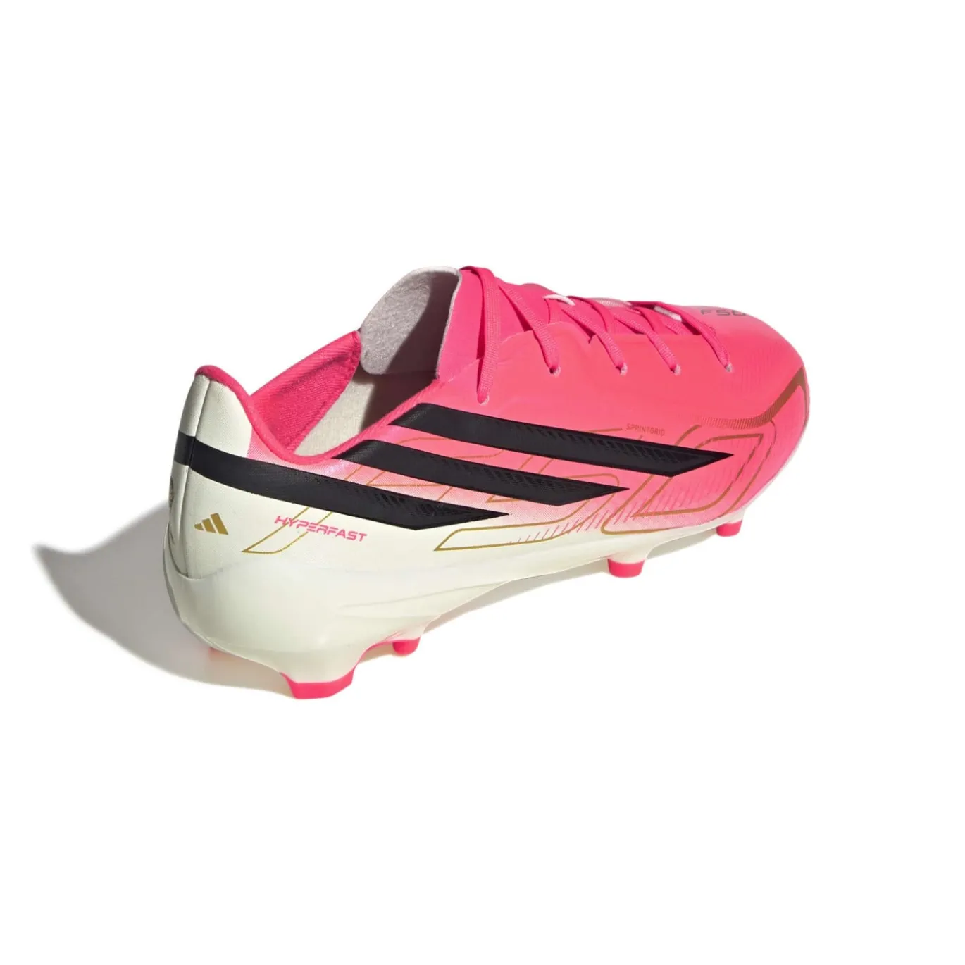 adidas F50 Hyperfast League Gras Voetbalschoenen (FG) Kids Felroze Zwart Goud Wit