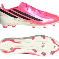 adidas F50 Hyperfast League Gras Voetbalschoenen (FG) Kids Felroze Zwart Goud Wit