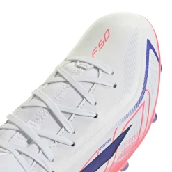 adidas F50 Hyperfast League Mid Gras Voetbalschoenen (FG) Kids Wit Paars Roze