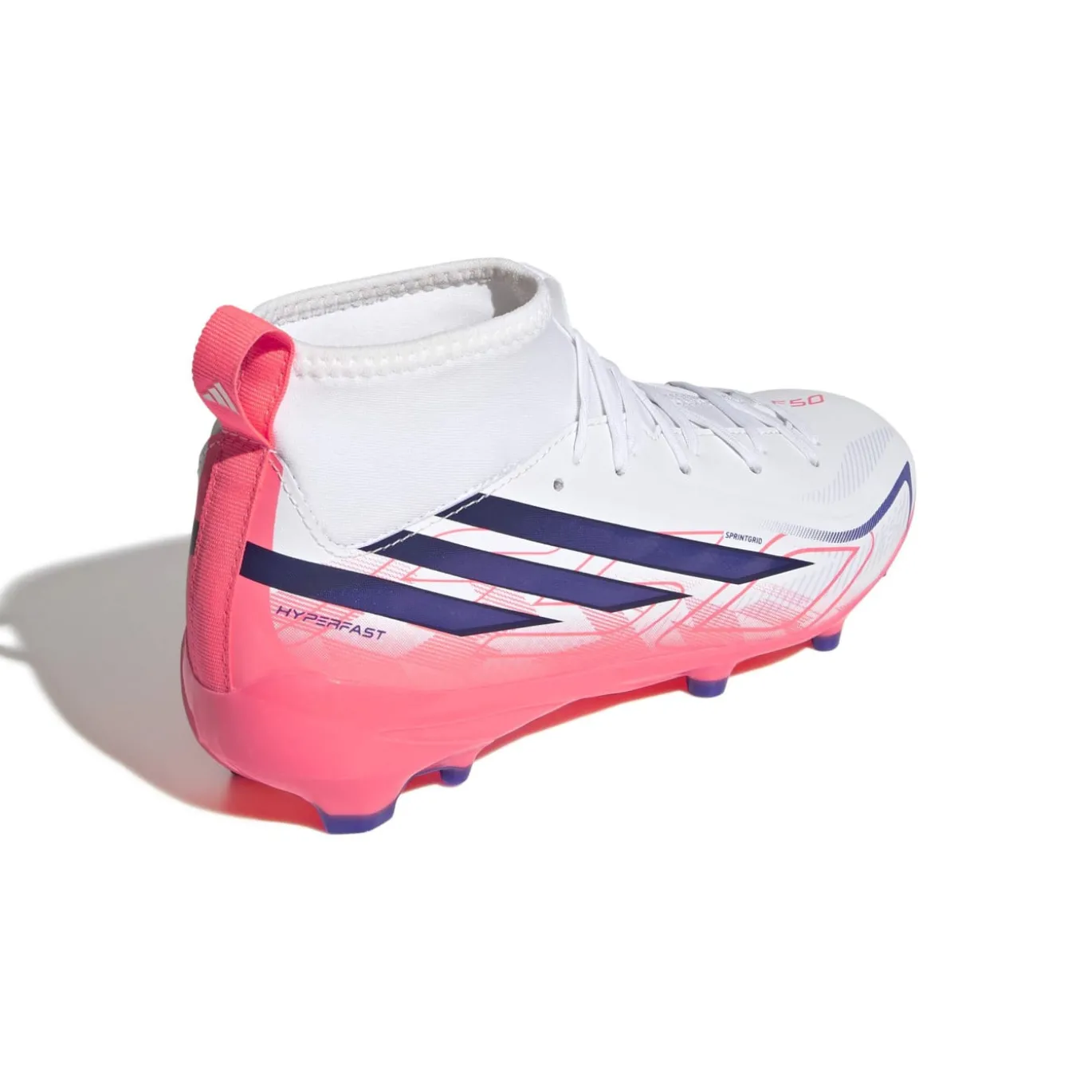 adidas F50 Hyperfast League Mid Gras Voetbalschoenen (FG) Kids Wit Paars Roze