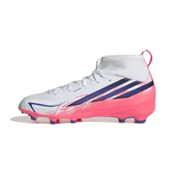 adidas F50 Hyperfast League Mid Gras Voetbalschoenen (FG) Kids Wit Paars Roze