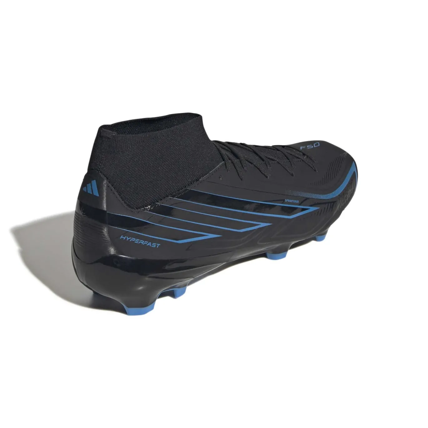 adidas F50 Hyperfast League Mid Gras Voetbalschoenen (FG) Zwart Zwart Blauw