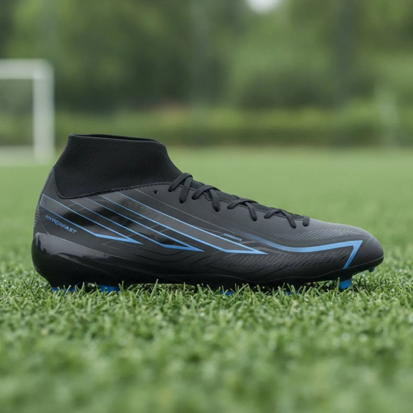 adidas F50 Hyperfast League Mid Gras Voetbalschoenen (FG) Zwart Zwart Blauw