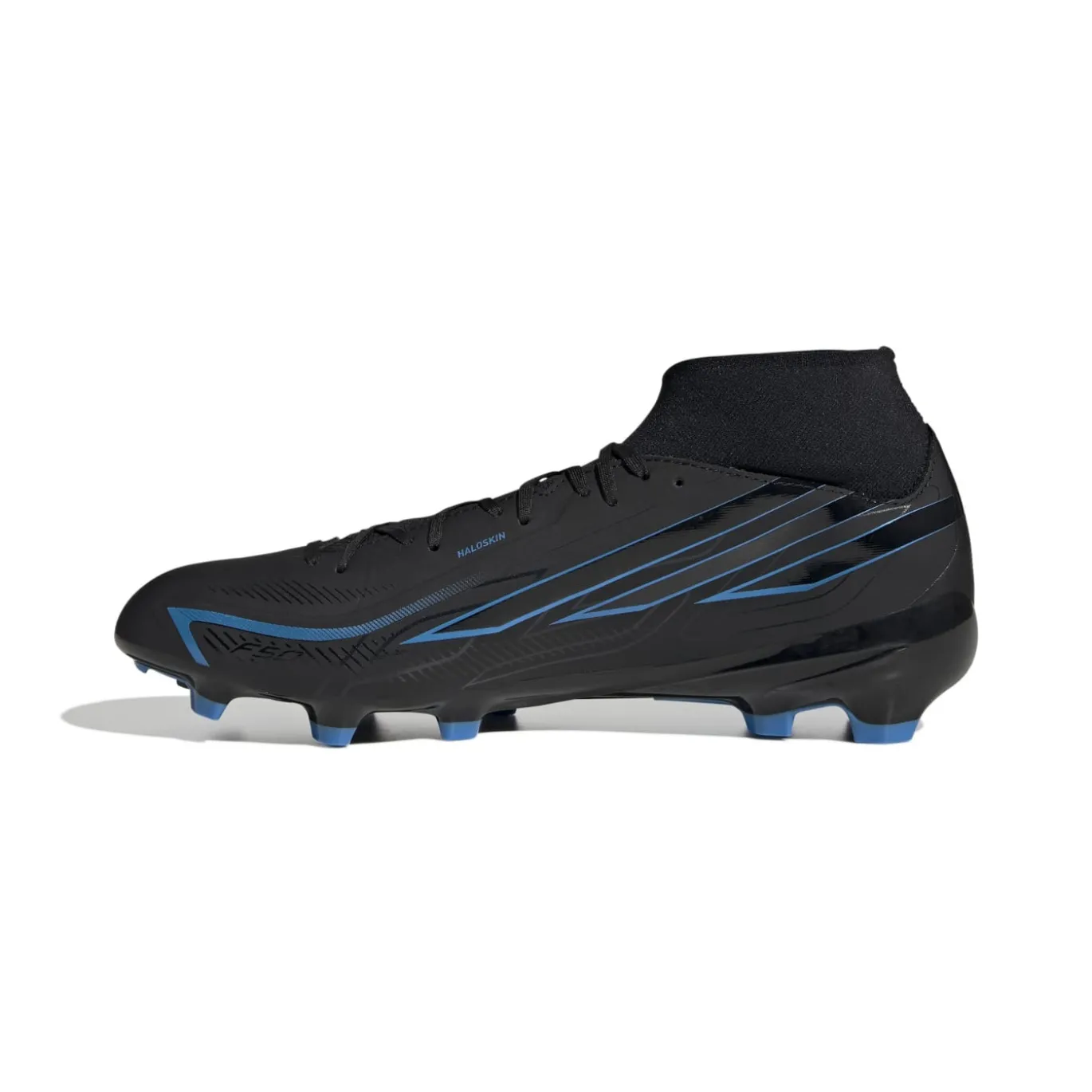 adidas F50 Hyperfast League Mid Gras Voetbalschoenen (FG) Zwart Zwart Blauw