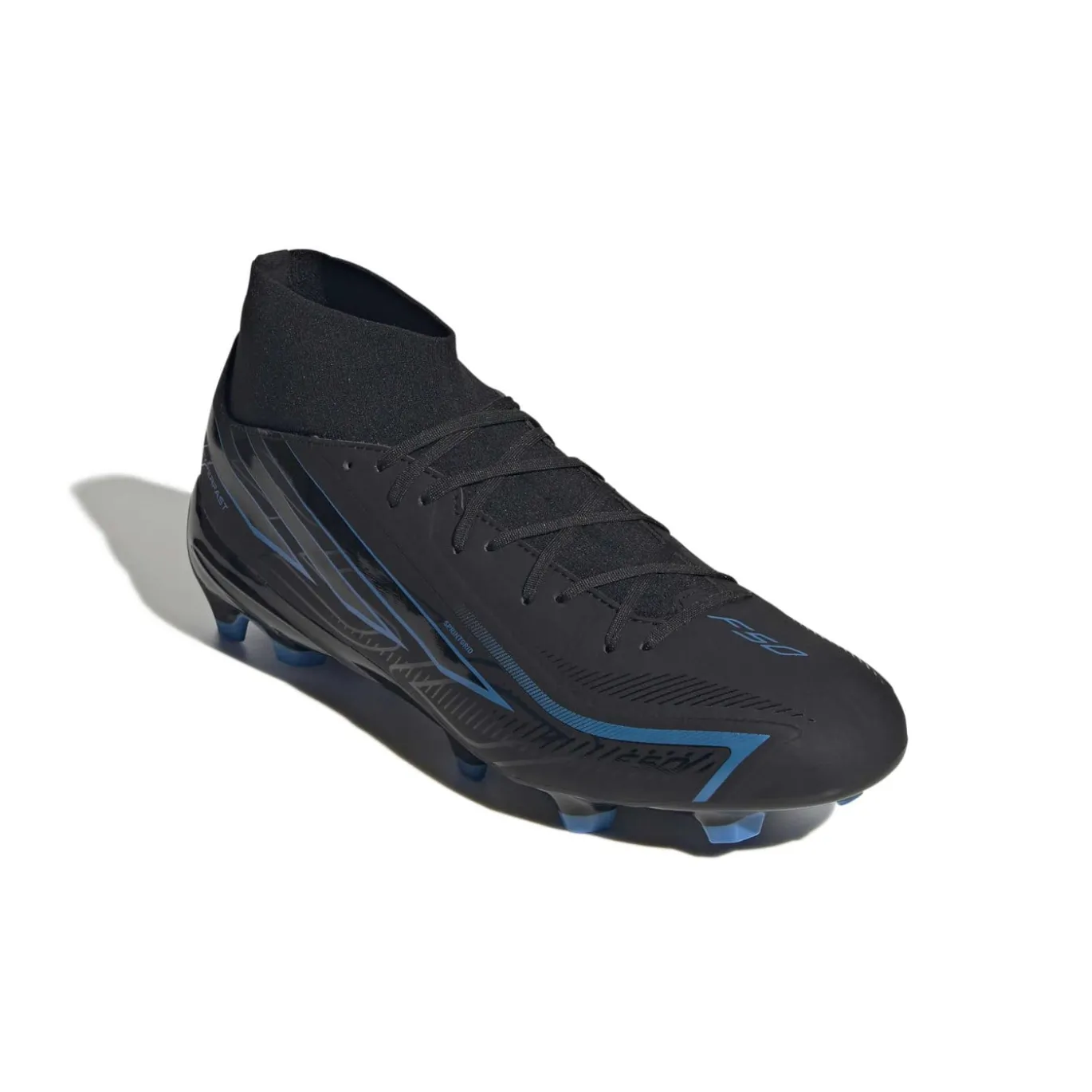 adidas F50 Hyperfast League Mid Gras Voetbalschoenen (FG) Zwart Zwart Blauw
