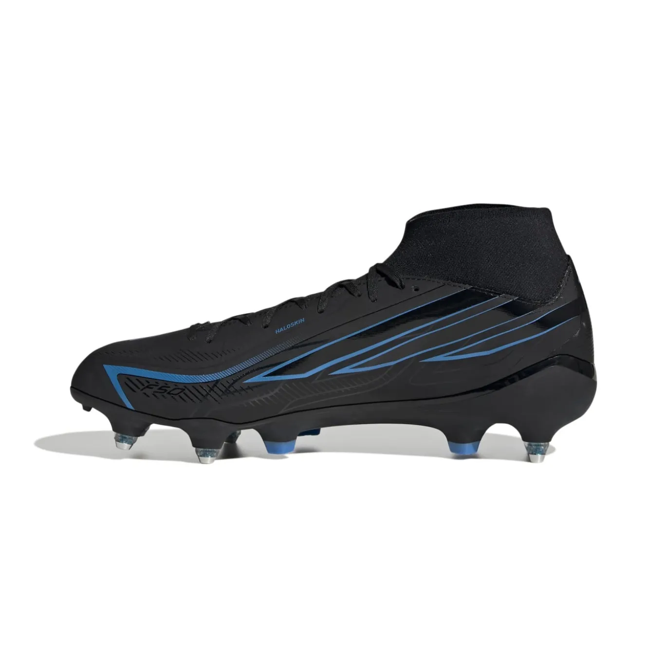 adidas F50 Hyperfast League Mid IJzeren-Nop Voetbalschoenen (SG) Zwart Zwart Blauw