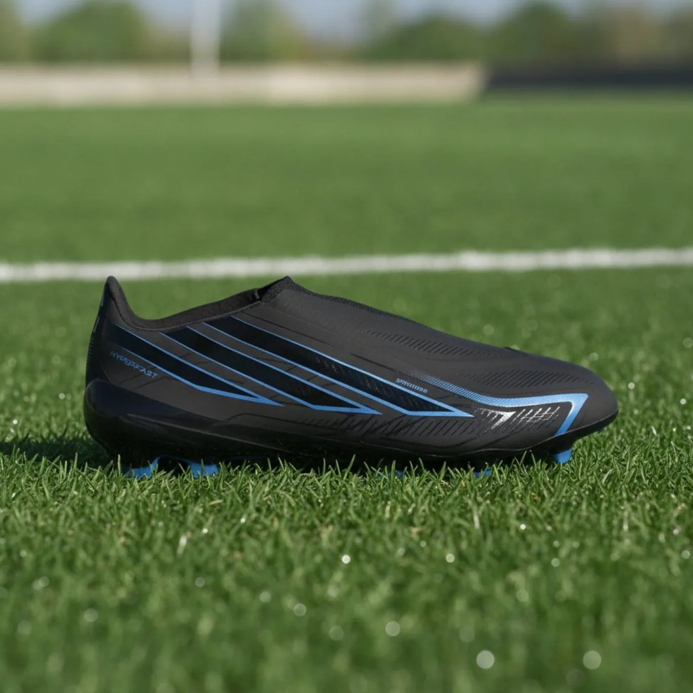 adidas F50 Hyperfast League Veterloze Gras Voetbalschoenen (FG) Zwart Zwart Blauw