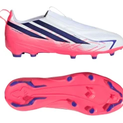 adidas F50 Hyperfast League Veterloze Gras Voetbalschoenen (FG) Kids Wit Paars Roze