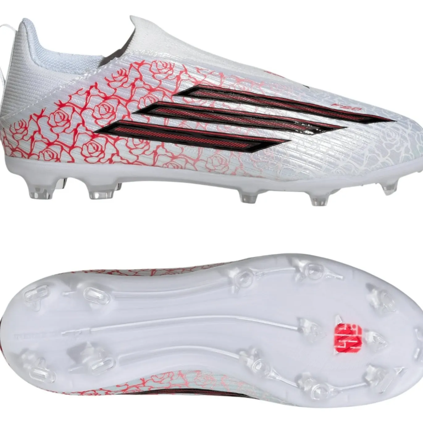adidas F50 Lamine Yamal League Veterloze Gras / Kunstgras Voetbalschoenen (MG) Kids Wit Felrood Zwart