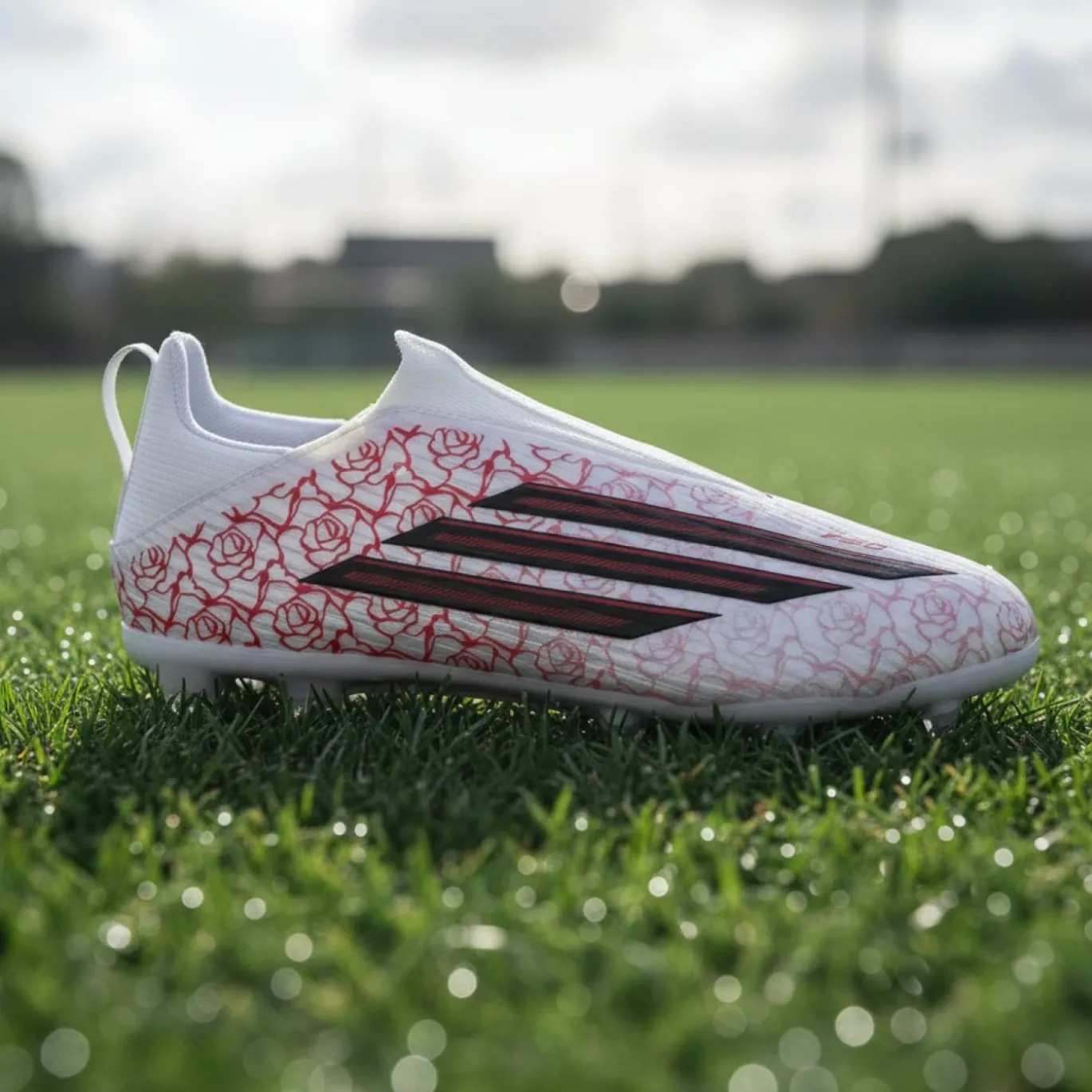 adidas F50 Lamine Yamal League Veterloze Gras / Kunstgras Voetbalschoenen (MG) Kids Wit Felrood Zwart