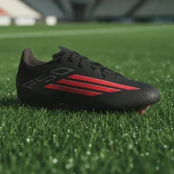 adidas F50 League IJzeren-Nop Voetbalschoenen (SG) Zwart Rood Donkergrijs