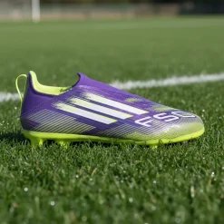 adidas F50 League Veterloze Gras / Kunstgras Voetbalschoenen (MG) Kids Paars Wit Neongeel