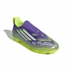 adidas F50 League Veterloze Gras / Kunstgras Voetbalschoenen (MG) Kids Paars Wit Neongeel