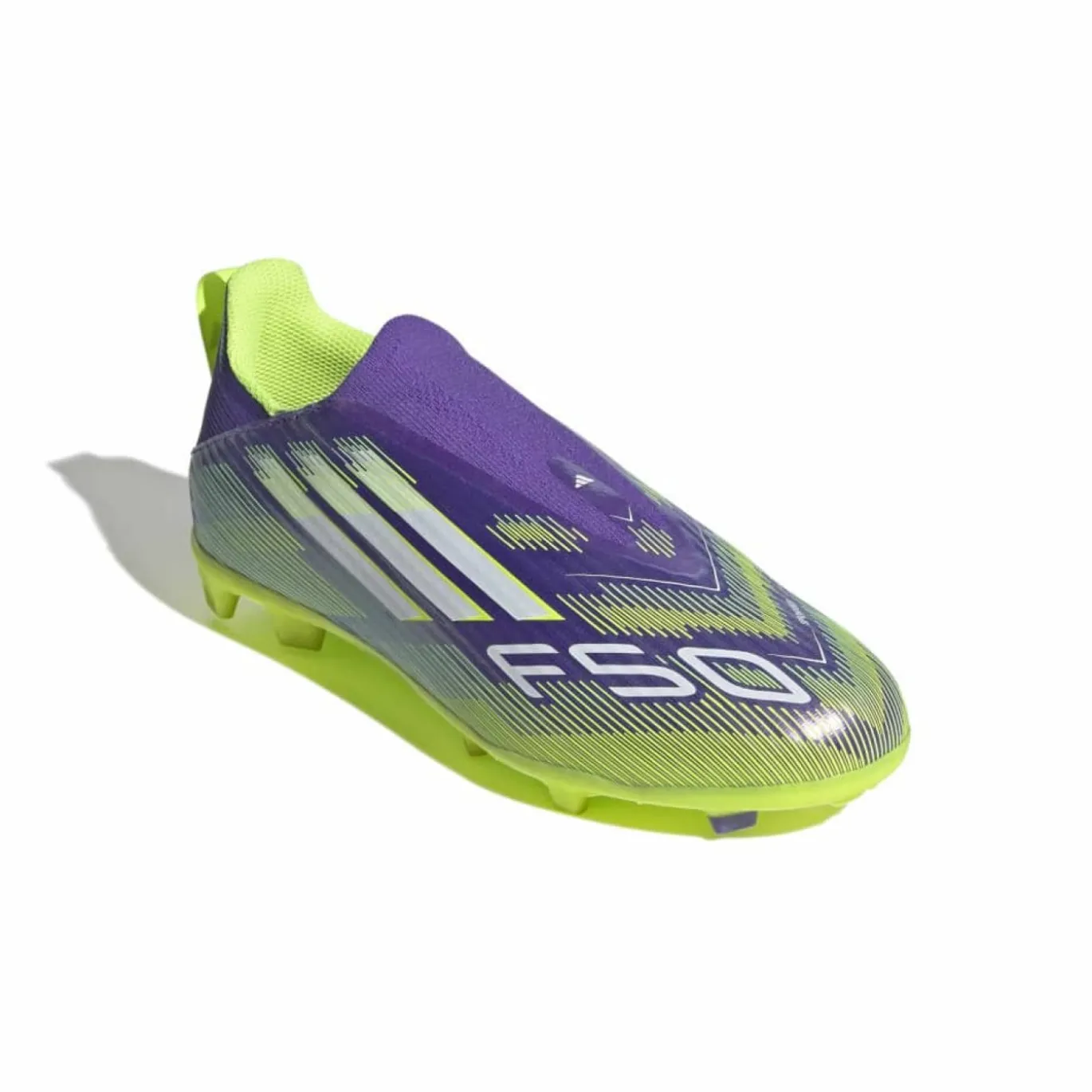 adidas F50 League Veterloze Gras / Kunstgras Voetbalschoenen (MG) Kids Paars Wit Neongeel