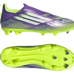 adidas F50 League Veterloze Gras / Kunstgras Voetbalschoenen (MG) Kids Paars Wit Neongeel