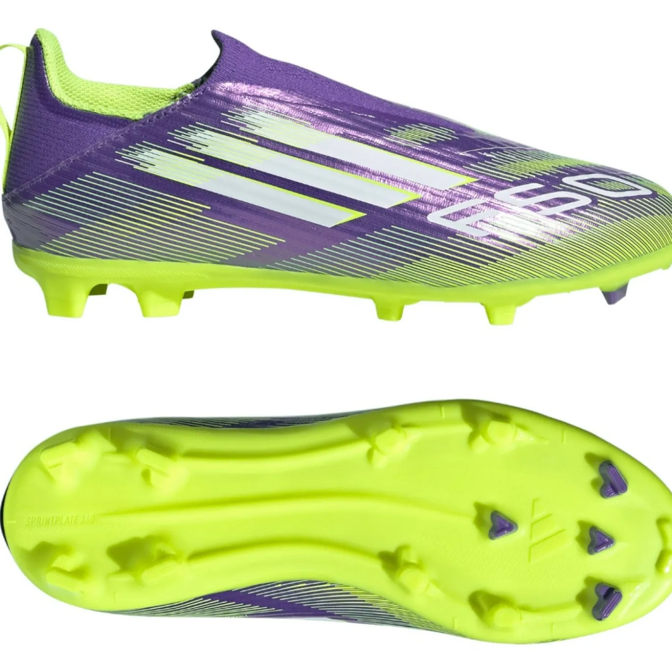 adidas F50 League Veterloze Gras / Kunstgras Voetbalschoenen (MG) Kids Paars Wit Neongeel