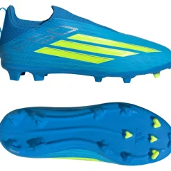 adidas F50 League Veterloze Gras / Kunstgras Voetbalschoenen (MG) Kids Blauw Neongeel