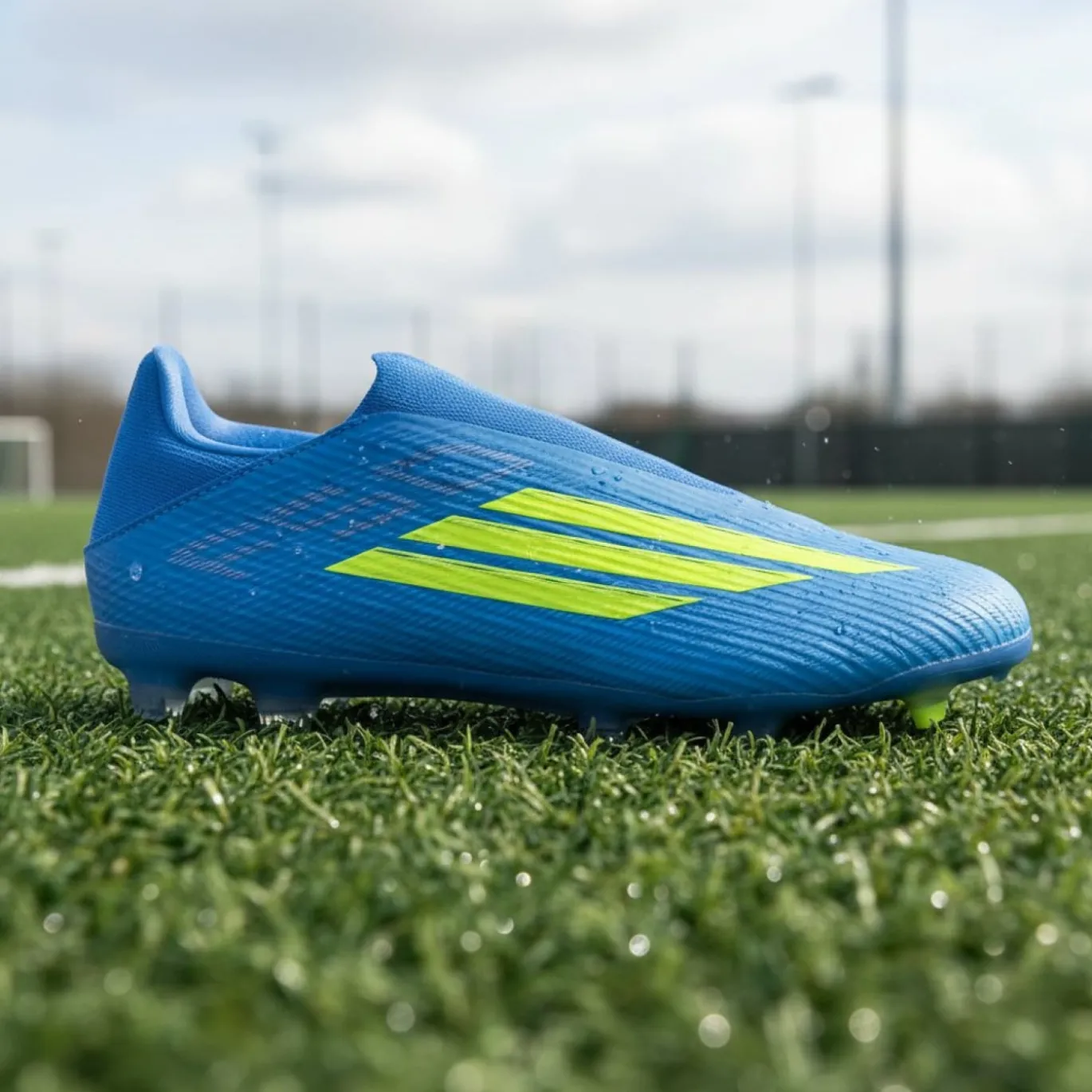 adidas F50 League Veterloze Gras / Kunstgras Voetbalschoenen (MG) Blauw Neongeel