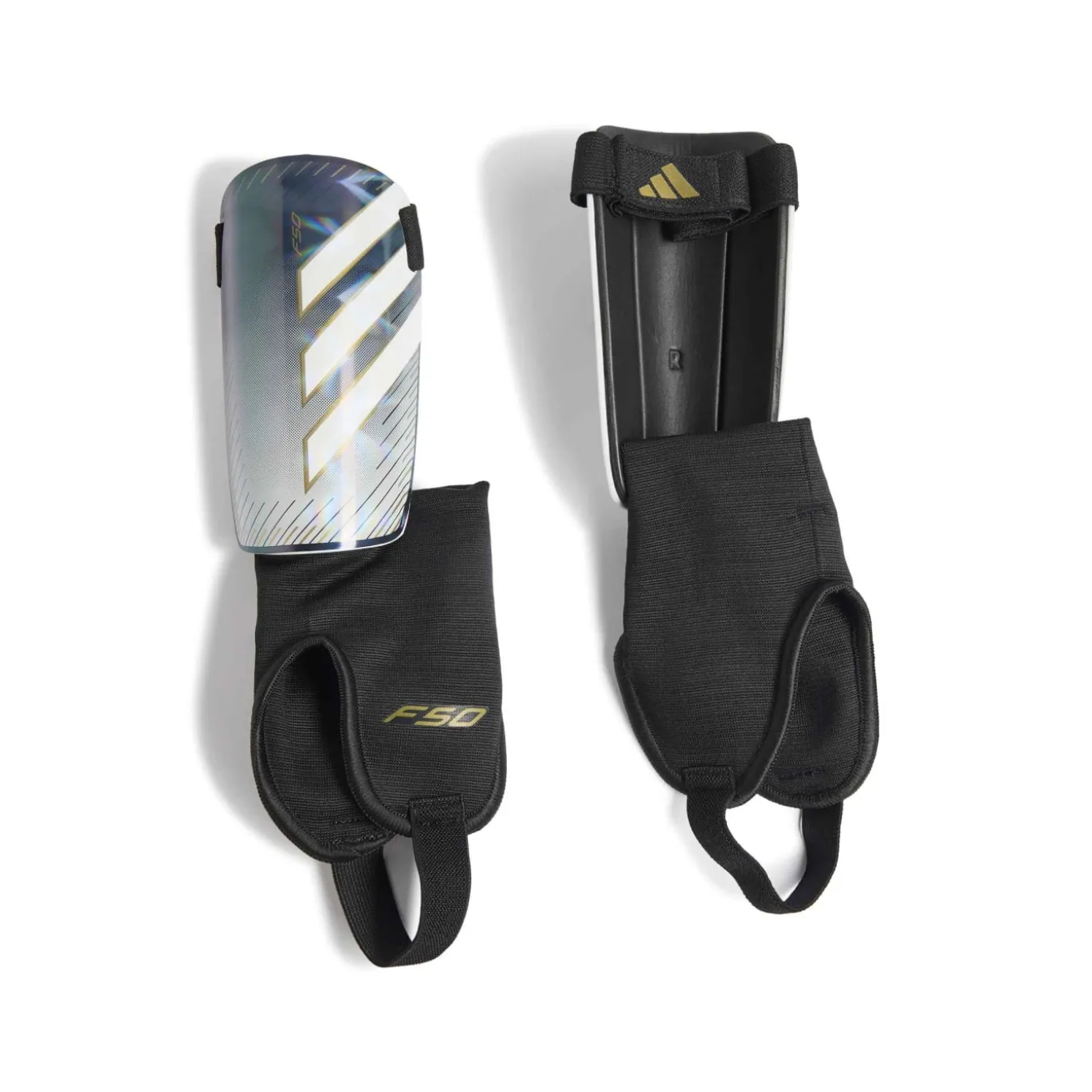 adidas F50 Match Scheenbeschermers Zilvergrijs Wit Goud Zwart