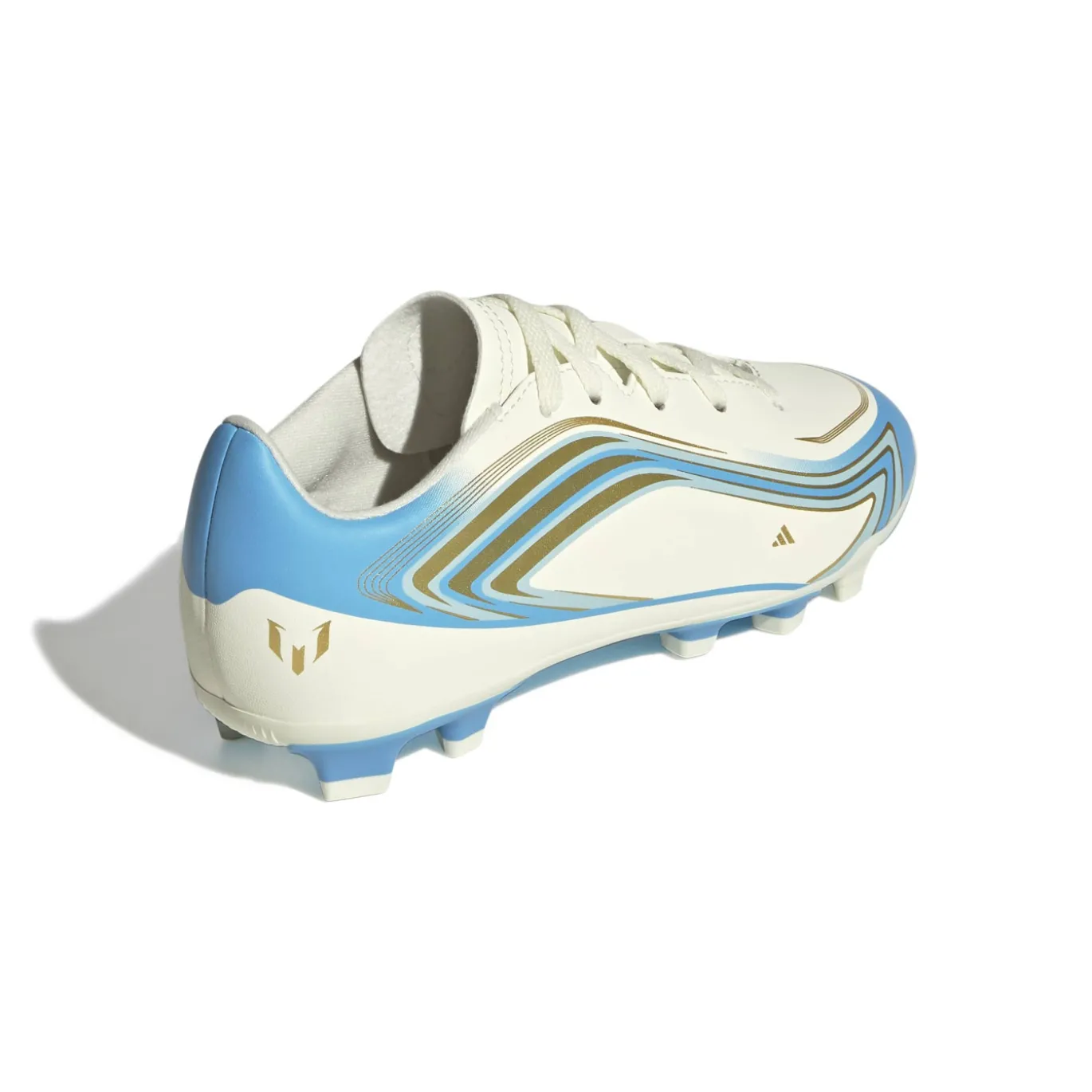 adidas F50 Messi Club Gras / Kunstgras Voetbalschoenen (MG) Kids Wit Lichtblauw Goud
