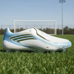 adidas F50 Messi Elite Gras Voetbalschoenen (FG) Wit Lichtblauw Goud