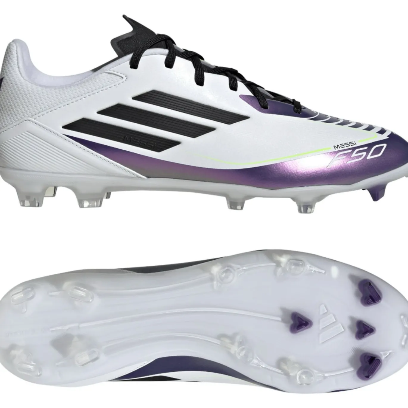 adidas F50 Messi League Gras / Kunstgras Voetbalschoenen (MG) Wit Paars Zwart
