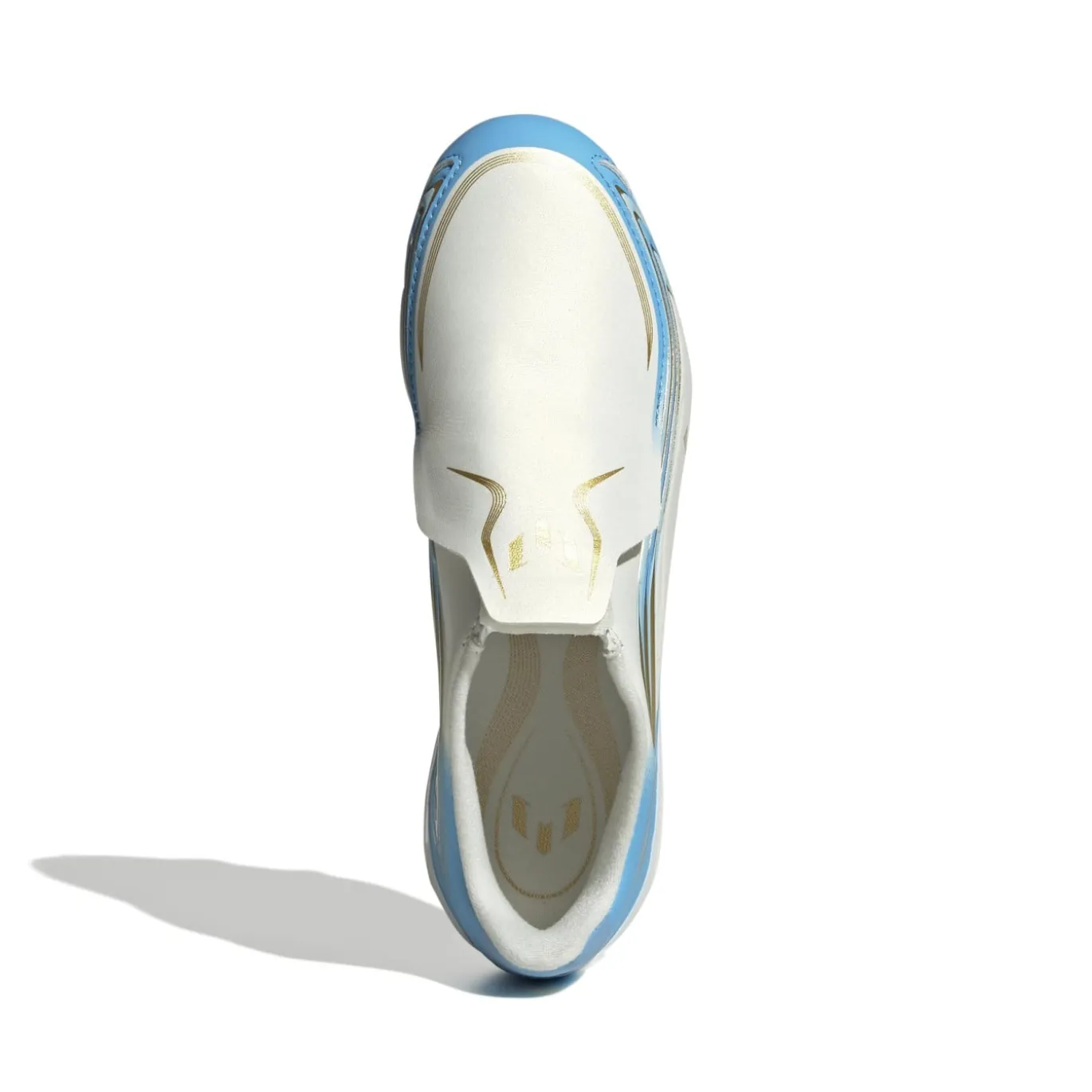 adidas F50 Messi League Veterloze Gras Voetbalschoenen (FG) Kids Wit Lichtblauw Goud