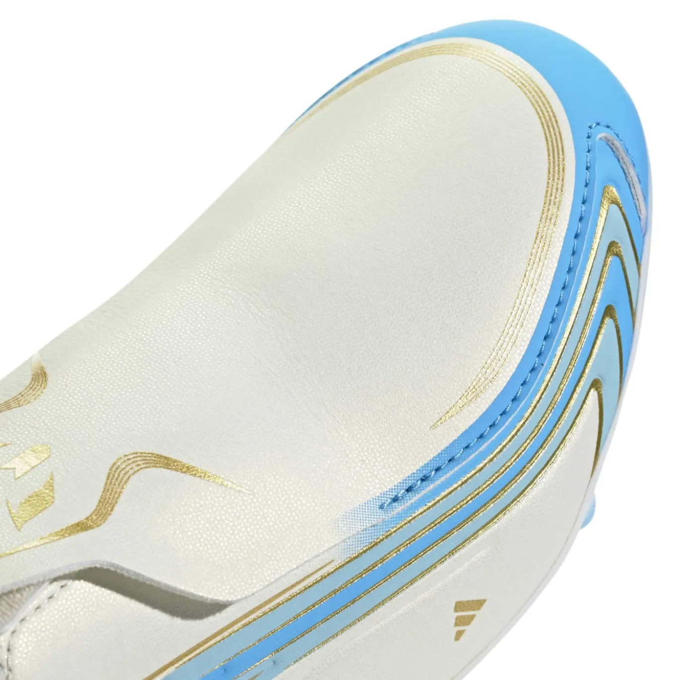 adidas F50 Messi League Veterloze Gras Voetbalschoenen (FG) Kids Wit Lichtblauw Goud