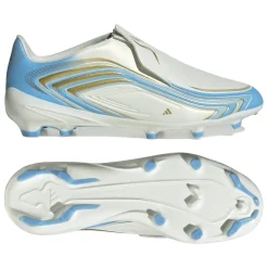 adidas F50 Messi League Veterloze Gras Voetbalschoenen (FG) Kids Wit Lichtblauw Goud