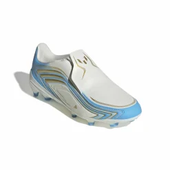 adidas F50 Messi League Veterloze Gras Voetbalschoenen (FG) Kids Wit Lichtblauw Goud