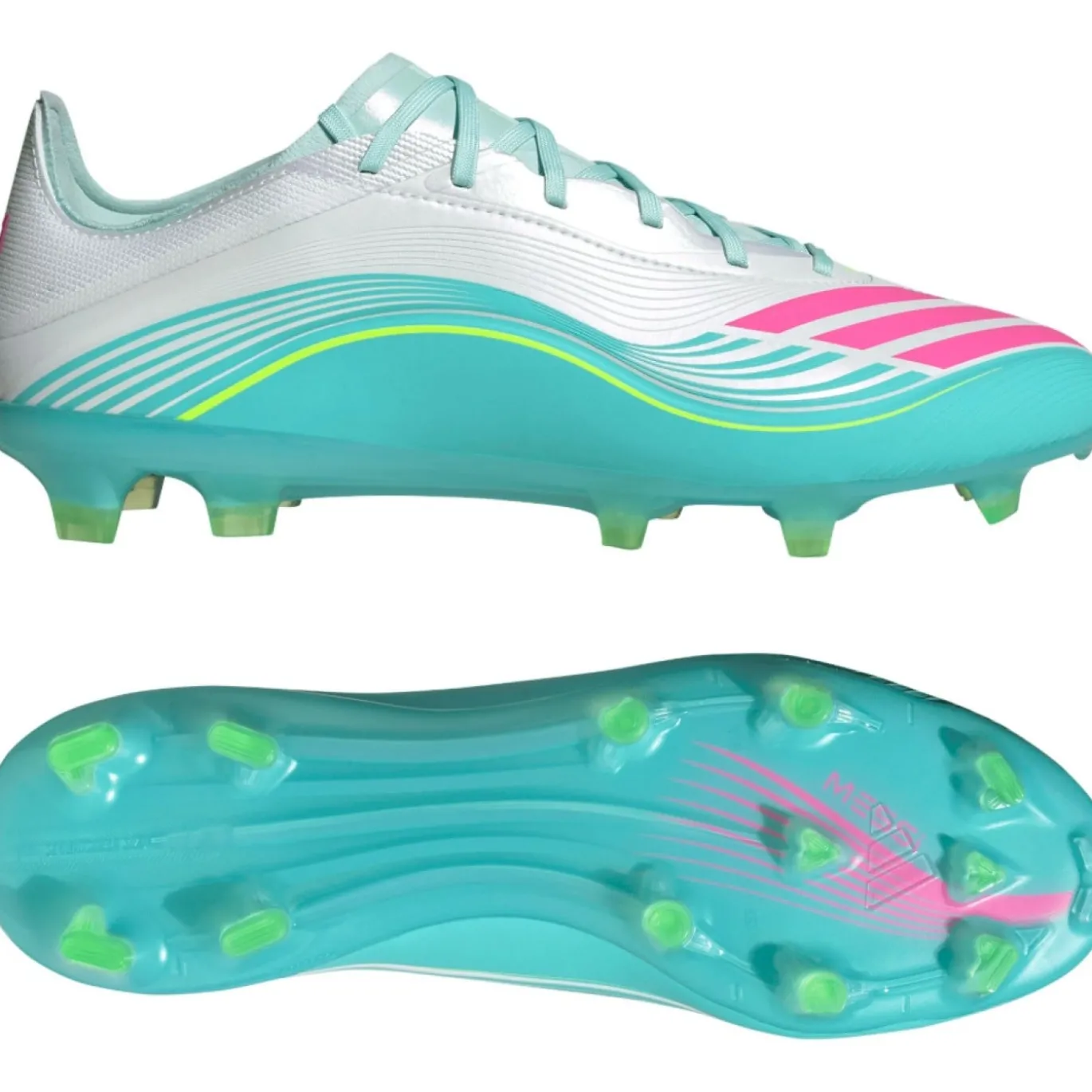 adidas F50 Messi Pro Gras Voetbalschoenen (FG) Wit Turquoise Roze