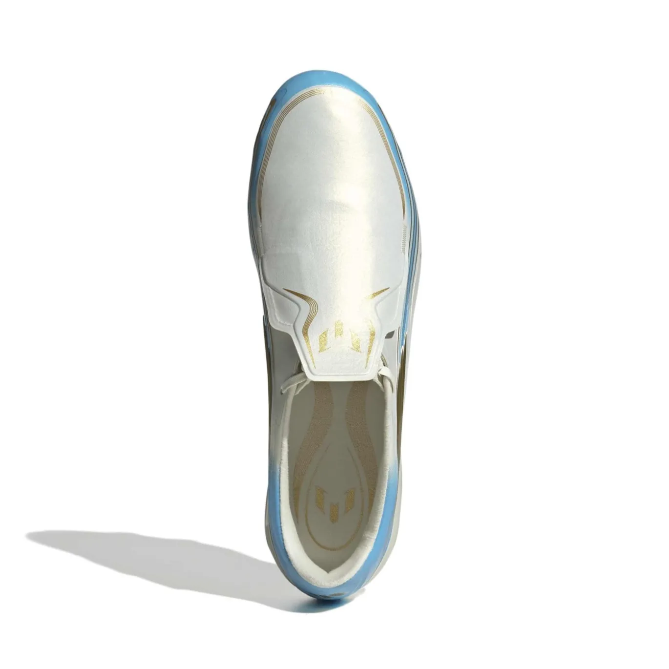 adidas F50 Messi Pro Gras Voetbalschoenen (FG) Wit Lichtblauw Goud