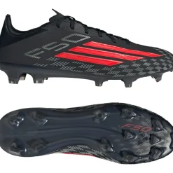 adidas F50 Pro Gras Voetbalschoenen (FG) Zwart Rood Donkergrijs