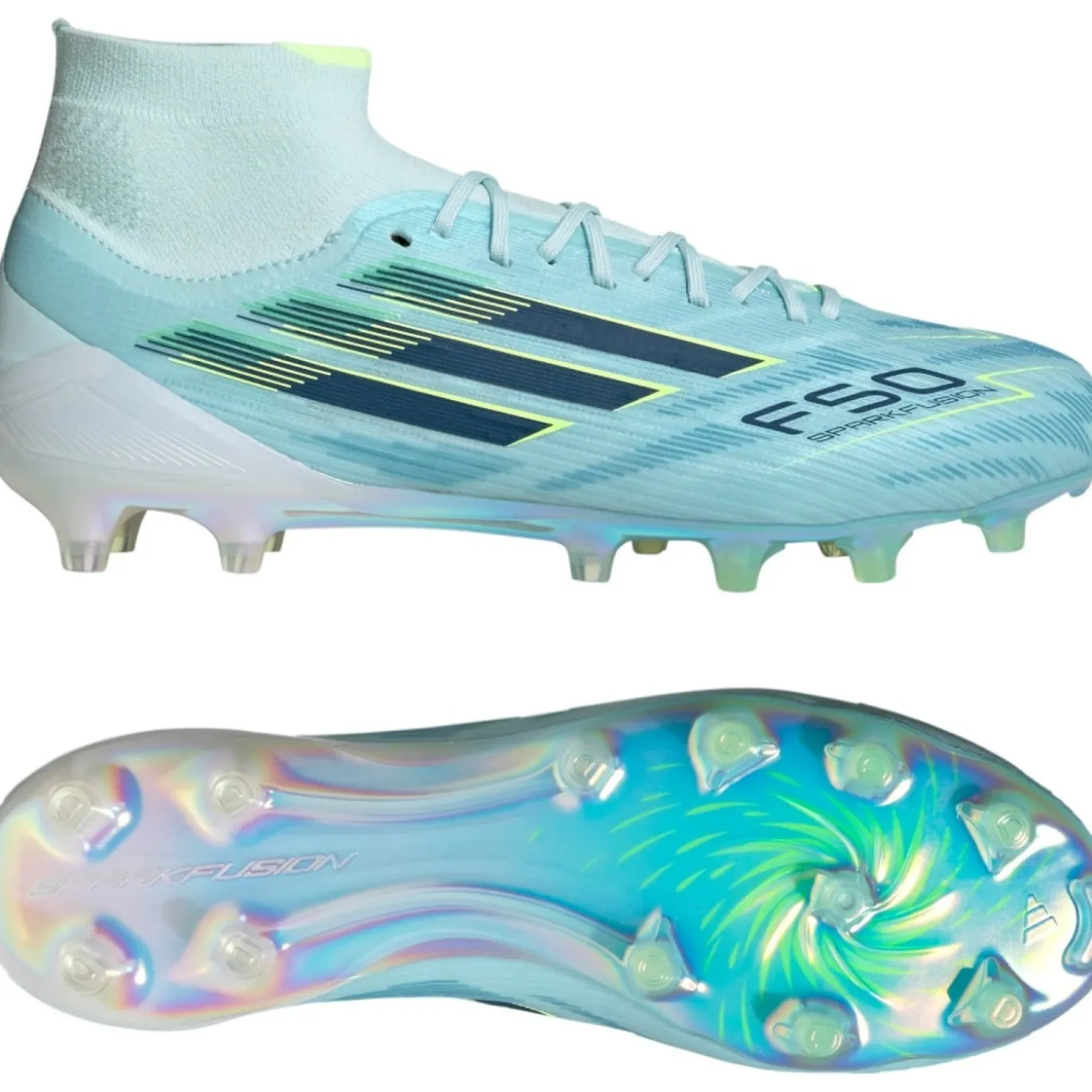 adidas F50 Sparkfusion Elite Gras / Kunstgras Voetbalschoenen (MG) Dames Lichtblauw Donkerblauw Neongeel