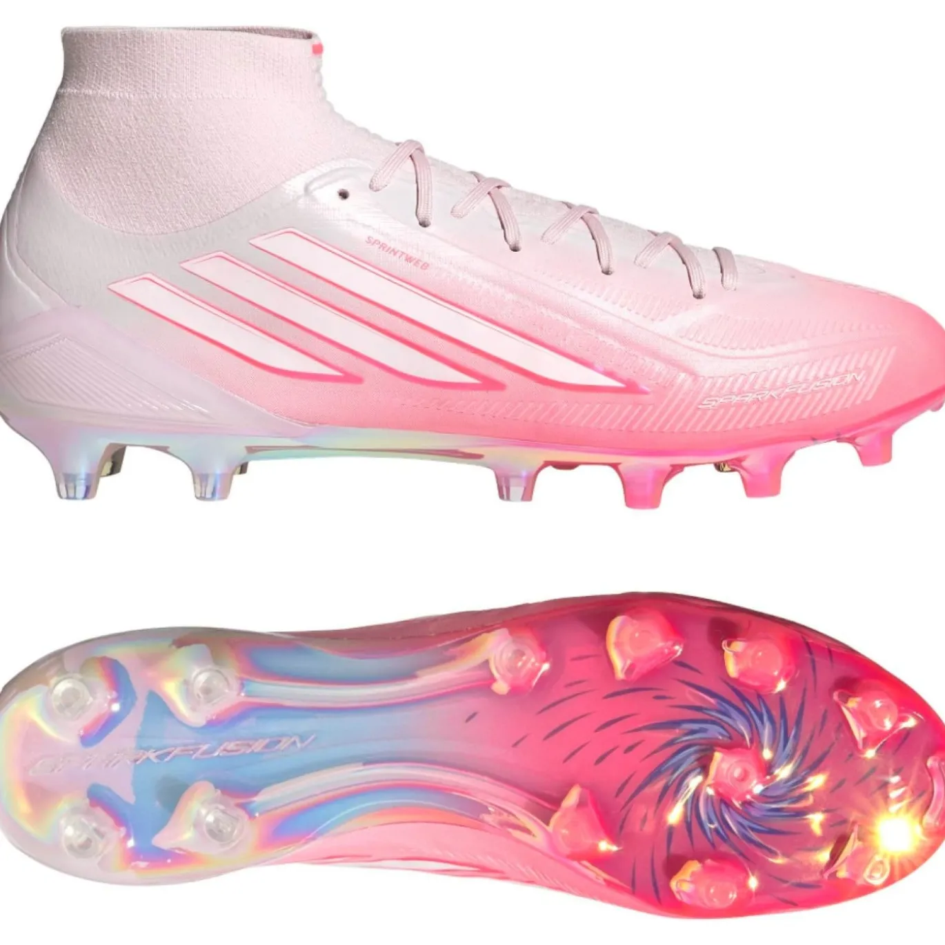 adidas F50 Sparkfusion Elite Mid Gras Voetbalschoenen (FG) Dames Roze Wit