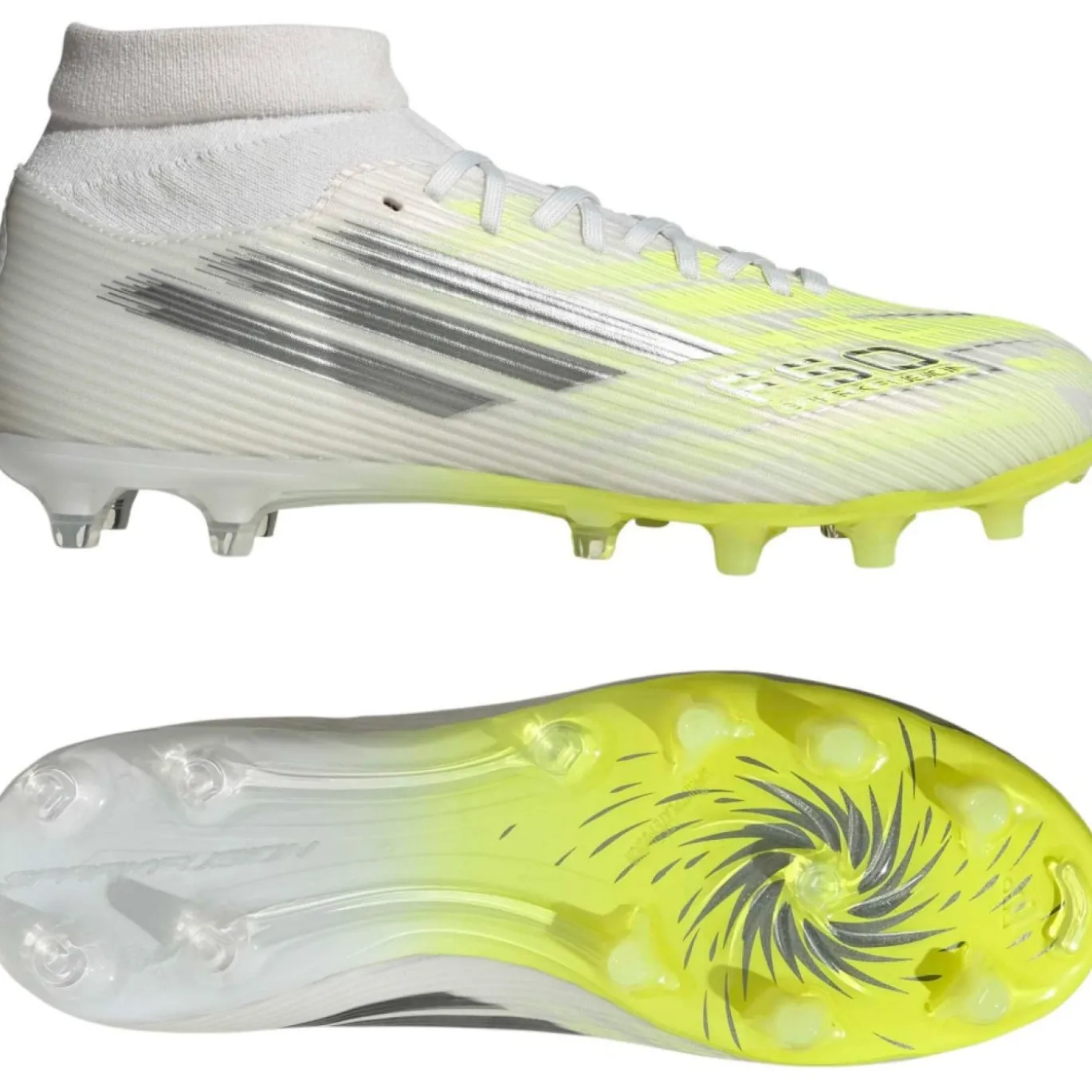 adidas F50 Sparkfusion League Gras / Kunstgras Voetbalschoenen (MG) Dames Wit Grijs Neongeel