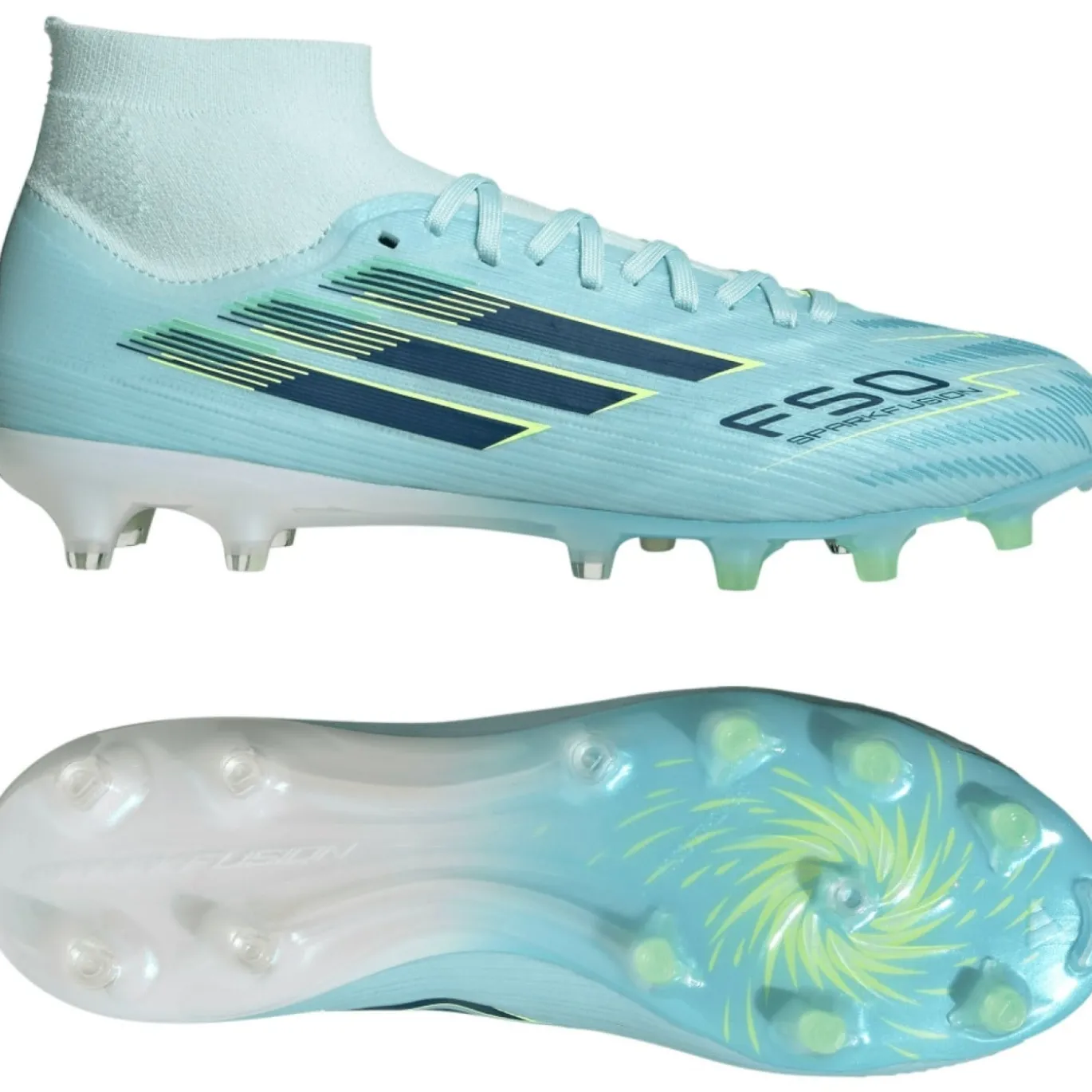 adidas F50 Sparkfusion Pro Gras / Kunstgras Voetbalschoenen (MG) Dames Lichtblauw Donkerblauw Neongeel