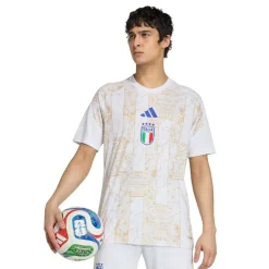 adidas Italië Pre-Match Trainingsshirt 2026-2028 Wit Goud Blauw