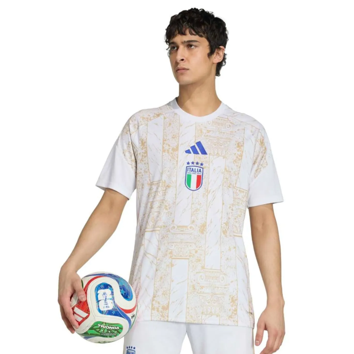 adidas Italië Pre-Match Trainingsshirt 2026-2028 Wit Goud Blauw