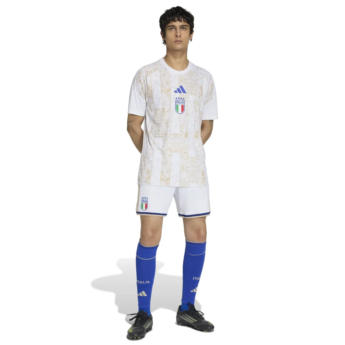 adidas Italië Pre-Match Trainingsshirt 2026-2028 Wit Goud Blauw