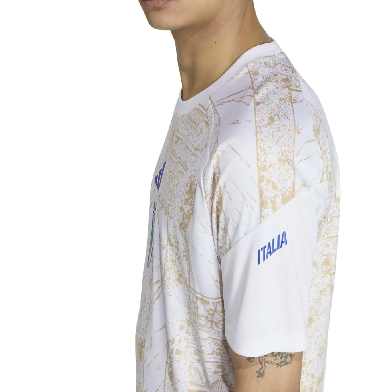 adidas Italië Pre-Match Trainingsshirt 2026-2028 Wit Goud Blauw