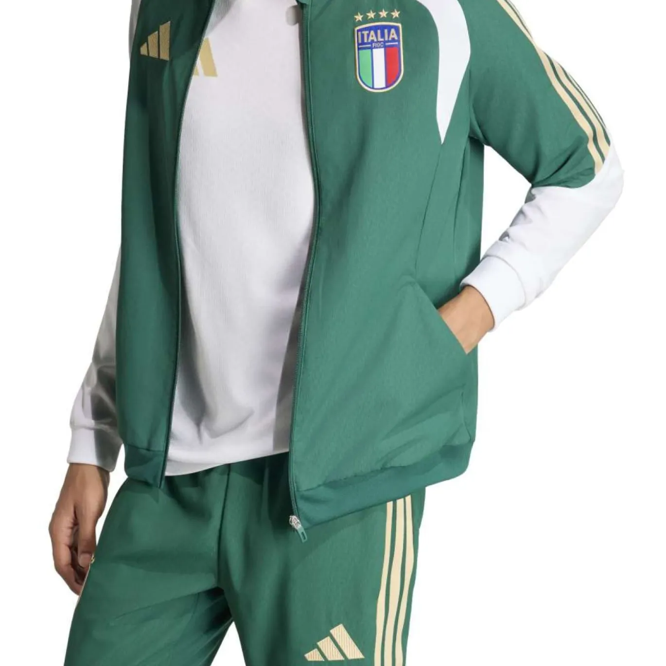 adidas Italië Presentatie Trainingsjack 2026-2028 Groen Wit Goud