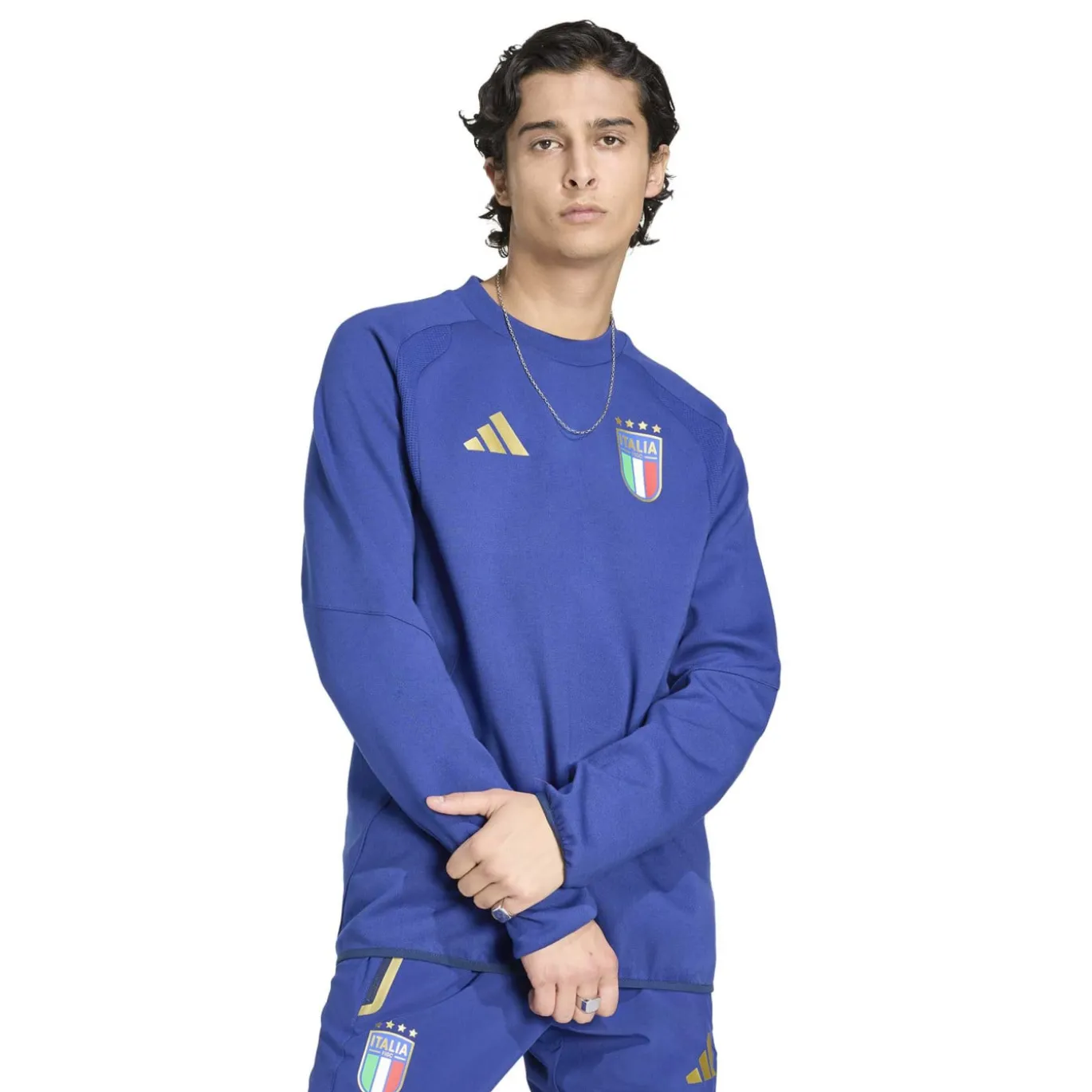 adidas Italië Tiro Travel Crew Trainingspak 2026-2028 Blauw Goud