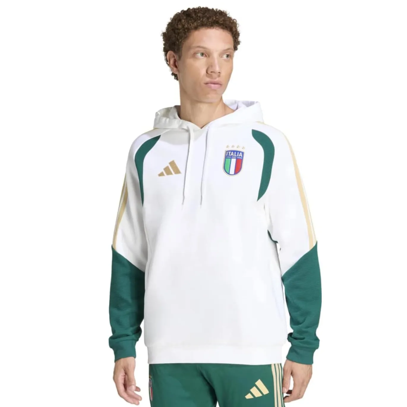 adidas Italië Trainingspak Hooded 2026-2028 Wit Groen Goud