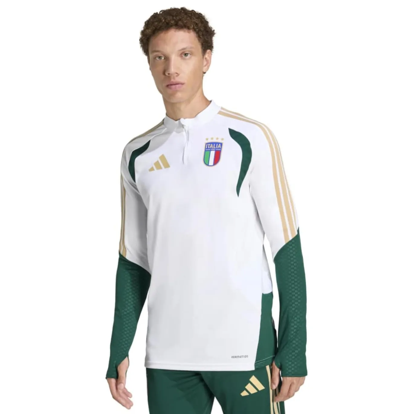 adidas Italië Trainingspak 1/4-Zip 2026-2028 Wit Groen Goud