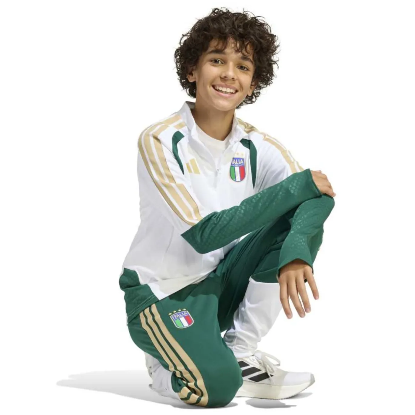 adidas Italië Trainingspak 1/4-Zip 2025-2028 Kids Wit Groen Goud