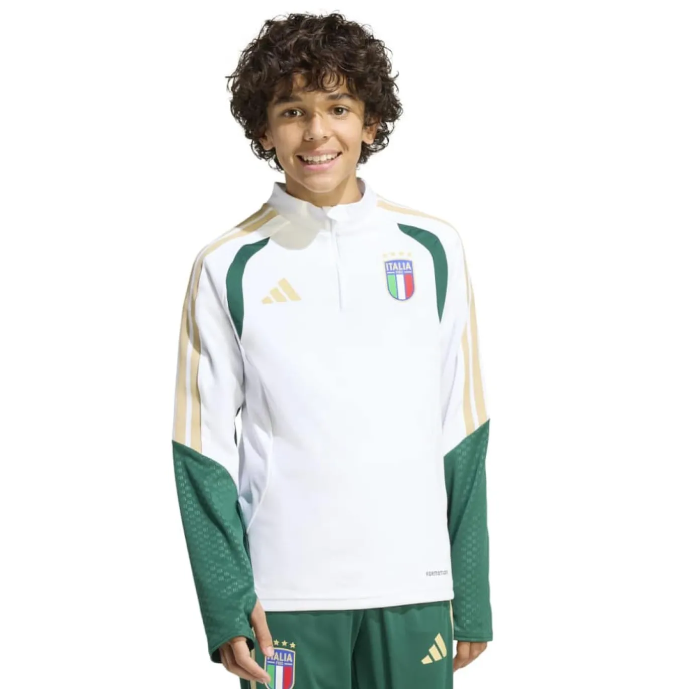 adidas Italië Trainingspak 1/4-Zip 2025-2028 Kids Wit Groen Goud