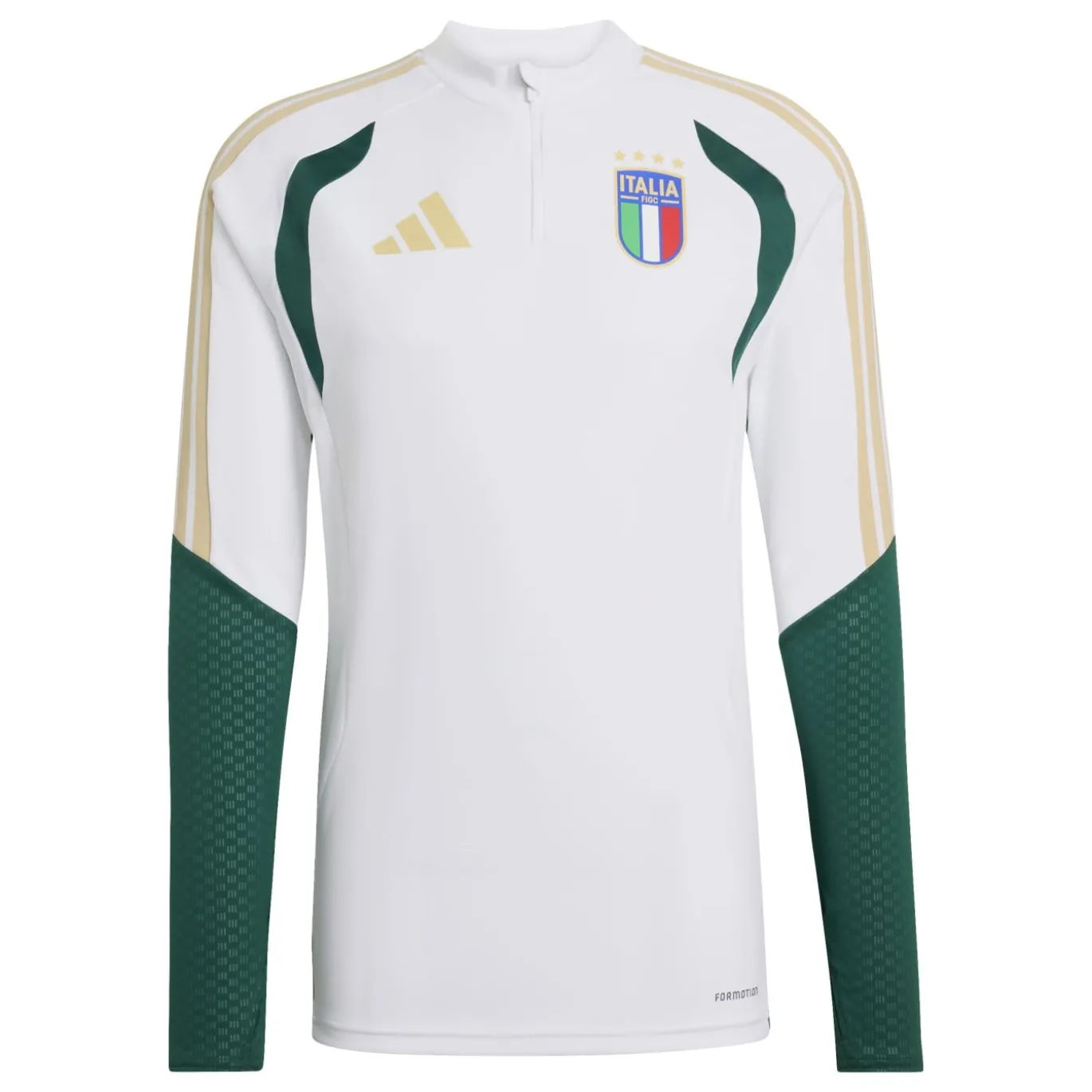 adidas Italië Trainingstrui 1/4-Zip 2026-2028 Wit Groen Goud
