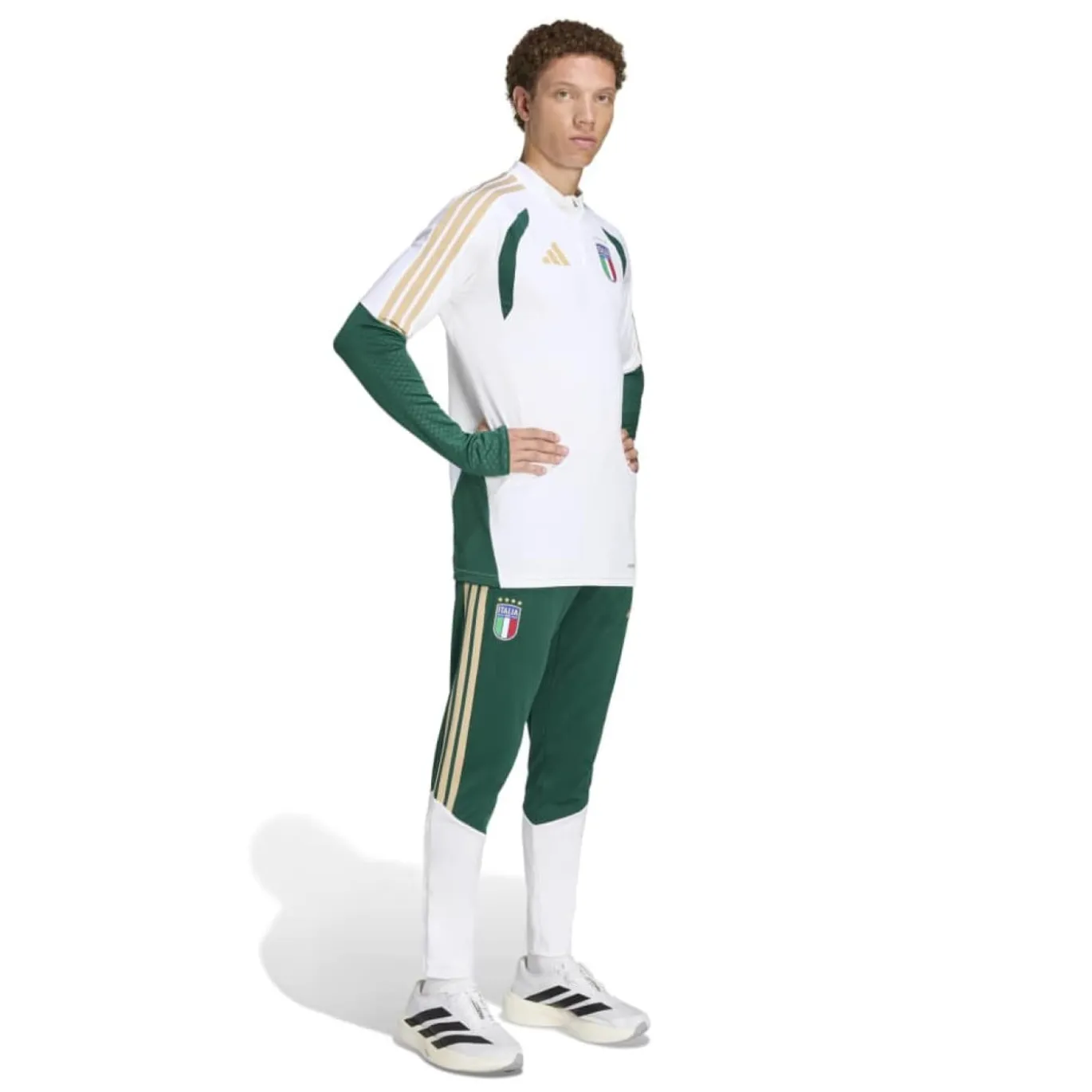 adidas Italië Trainingstrui 1/4-Zip 2026-2028 Wit Groen Goud